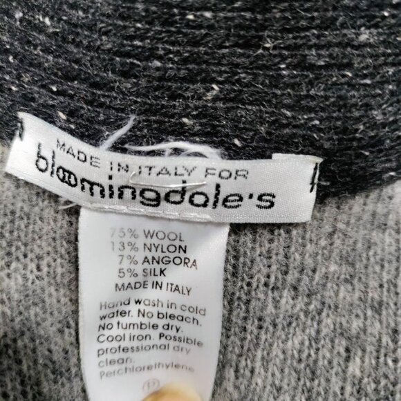 Bloomingdales Italian Wool Blend Poncho In Gray Black With Angora Silk - Picture 5 of 9
